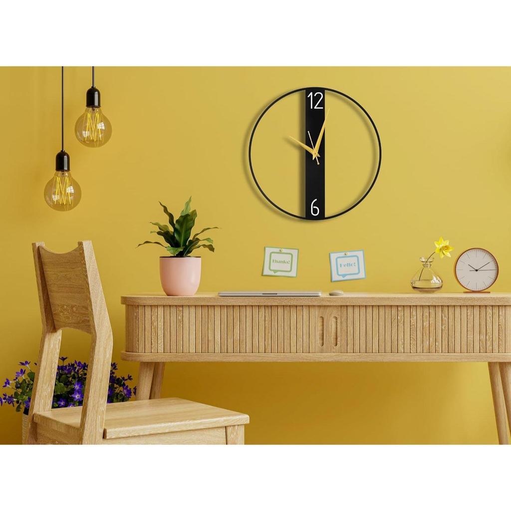 Ceas de Perete pentru Living, Dormitor, Camera Copiilor și Bucătărie | (40 X 40 CM) | Decor Elegant și Modern pentru Casă | Culoare Neagră (Baterie inclusă)