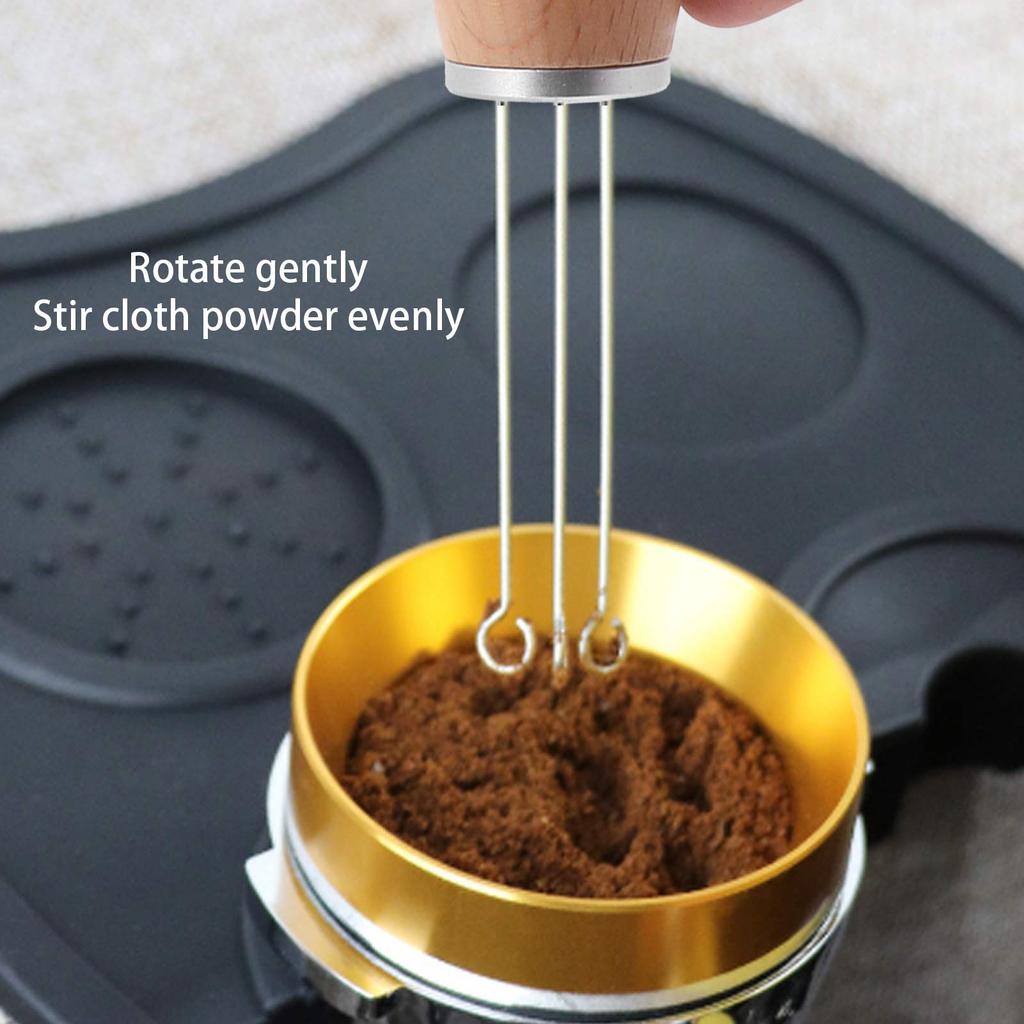 Coffee Power Needle Wooden Handle Coffee Stirrer Distribution Tool for Home Restaurant