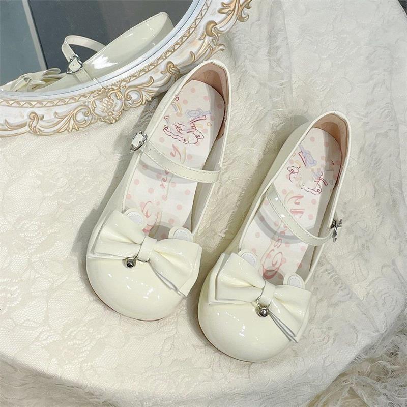 Sweet and Cute Bow Lolita Lolita Shoes 2025 New Summer Daily Versatile Mary Jane Small Leather Shoes