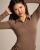 Kulsiseu Cs Hip Shirring Mini Dress-007 (Brown)