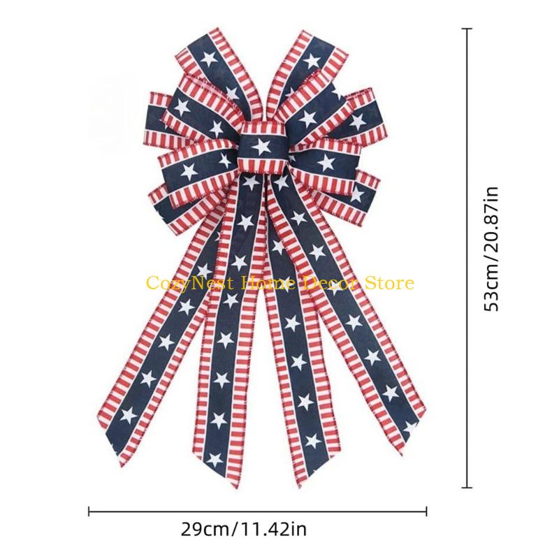 92MF Handmade Ribbon Bows For Patriotic Decoration Party Crafting Supplies Decorative Bowknot for Independence Day