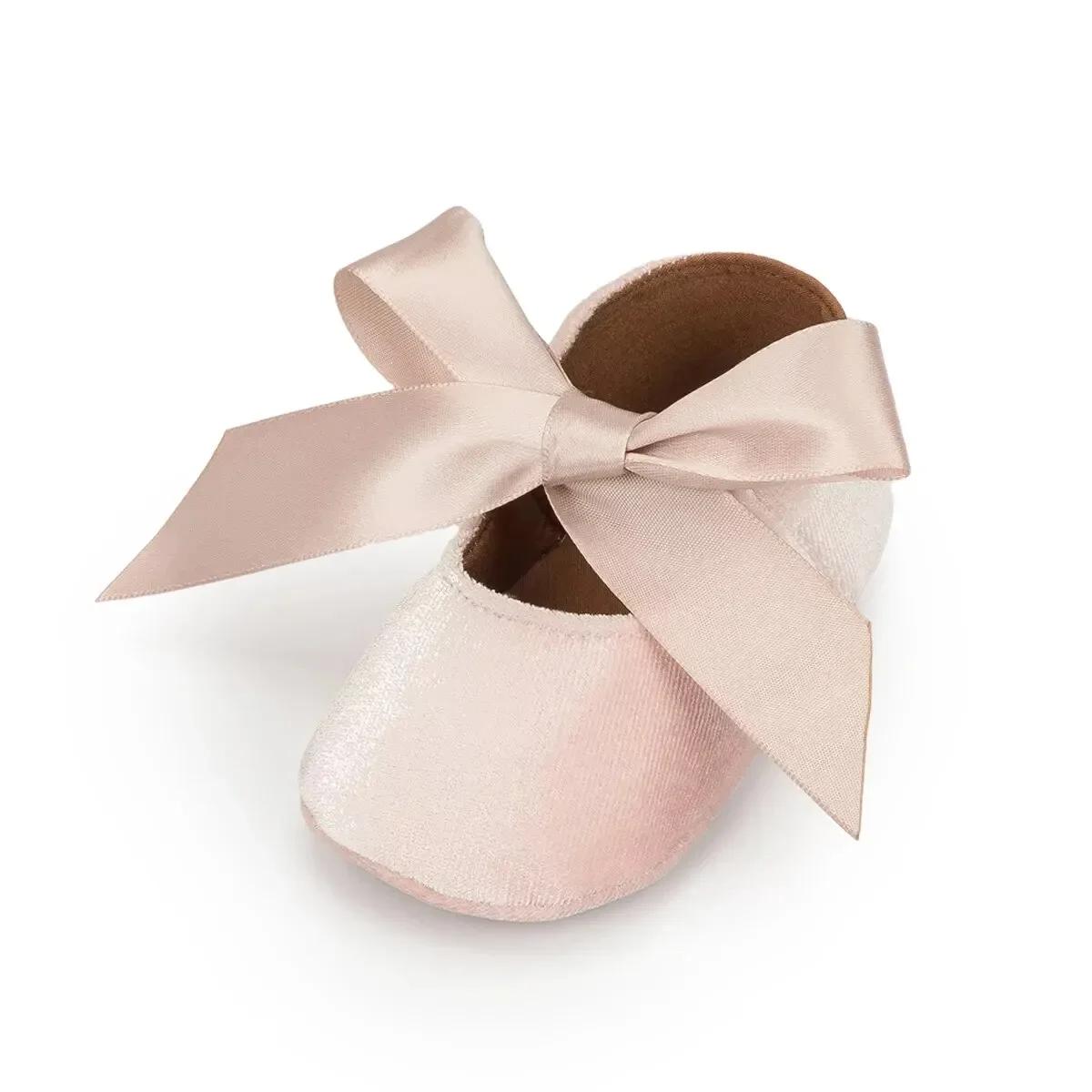 

Baby Girls Princess Shoes Multi Color Velvet Soft Bottom Bow Shoes Anti Slip Newborn Infant First Walkers Shoes 0-18 Months 11cm(0-6 months) бежевий