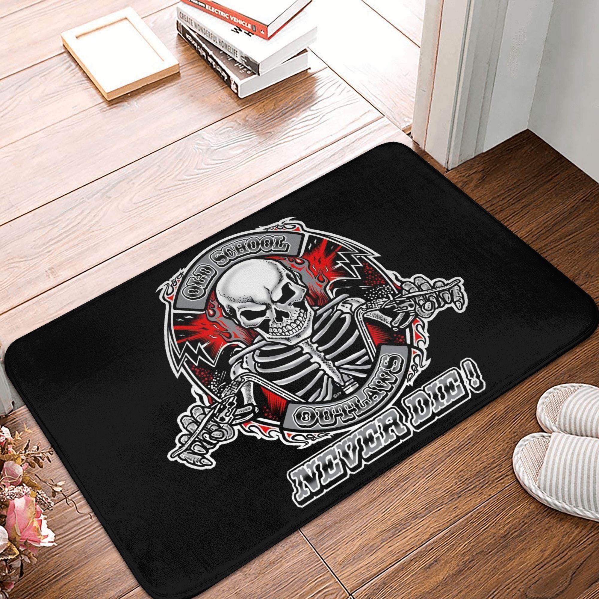 

Ride To Live Door Floor Bath Kitchen Mat Anti-Slip Outdoor Rock Biker Skull Doormat Bedroom Balcony Entrance Carpet Rug 40cmx60cm