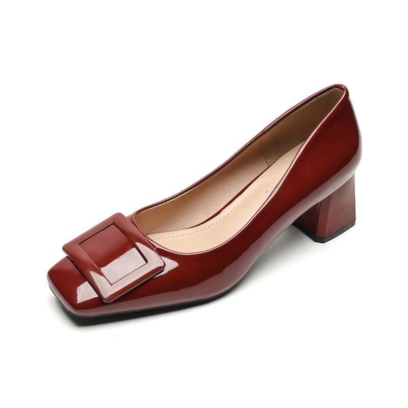 French high heels women square head a foot stirrup work shoes shallow mouth temperament commuter single shoes