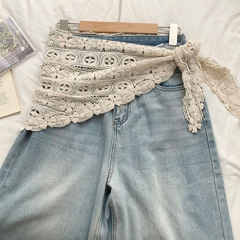 White Lace Triangle Scarf Cape Hip Scarf Retro Flower Scarves  Summer