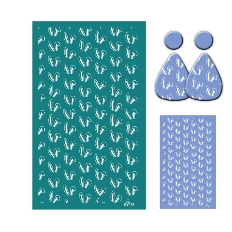 Bunnies Eggshell Silkscreen Print Stencils 6.3x4Inch Washable for Clay Earrings Jewelry Making Printing on Clay Fabric