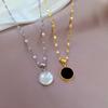 Double-Sided Fritillary Exquisite Furnace Real Gold Necklace Female Collarbone Chain With Jewelry