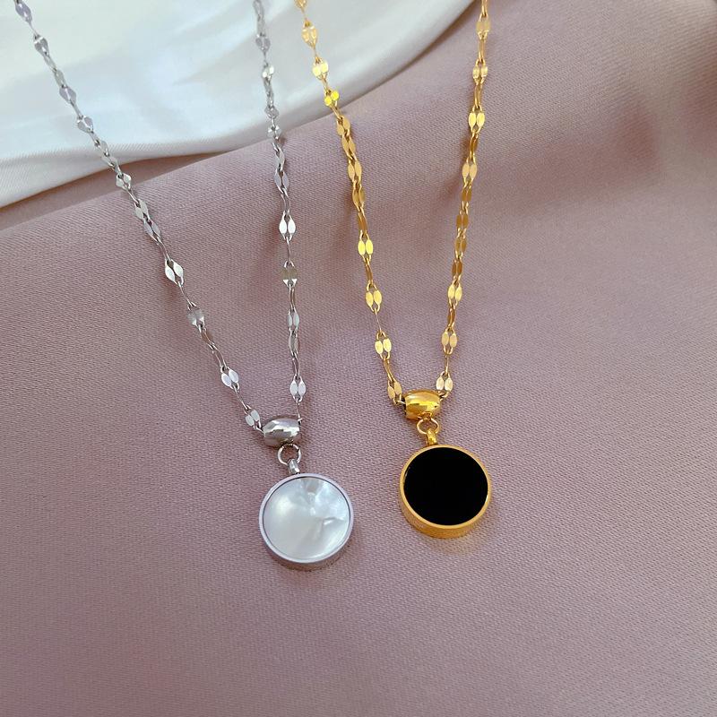 Double-Sided Fritillary Exquisite Furnace Real Gold Necklace Female Collarbone Chain With Jewelry