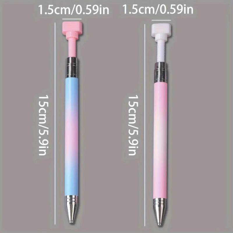 Gradient Point Drill Wax Stick with Self-Adhesive Rotating Nail Art Tool, Portable Dotting Pen for Nail Salon Use Nail Art Pen