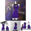 Elegant Fantasy Tifa Purple Dress Cosplay Outfit For Game Role Play In Polyester