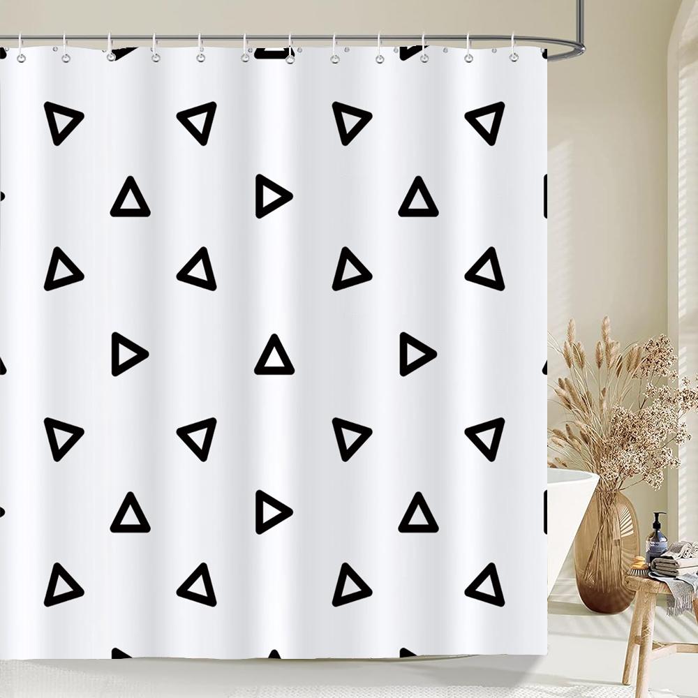 Black And White Modern Simple Shower Curtain Home Bathroom Decoration Printing Polyester Fabric Bath Curtains With Hooks