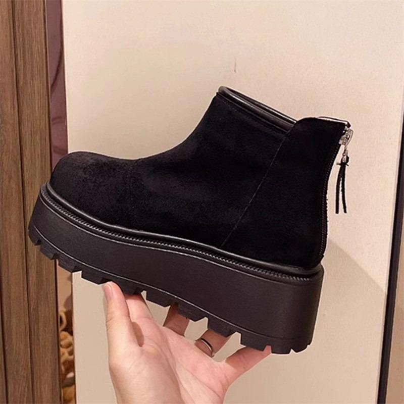 Thick-soled Short Boots for Women's Autumn and Winter Small Boots New Versatile Height-increasing Casual Velvet Snow Boots for Women