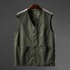 Gilet da pesca da uomo taglia forte in cotone con scollo a V – Giacca casual senza maniche per mezza età e anziani