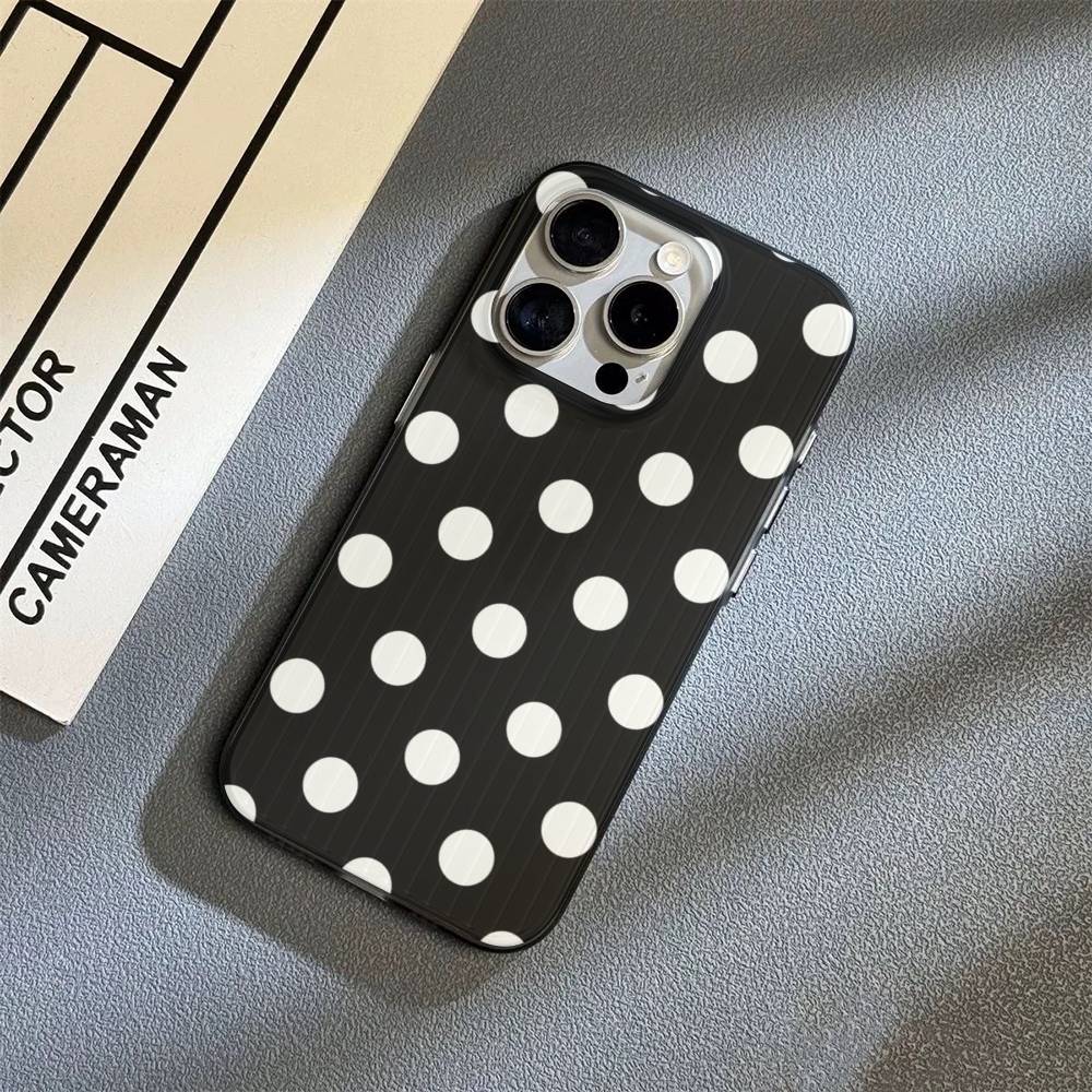 Simple Black White Polka Dot Corrugated Pattern For iPhone 17 16 15 14 13 12 11 16 Pro Max Plus Pro Non-slip Phone Cover