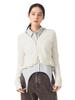 Ray Beams Women's Long Sleeve Knit Shirred Zip V-Neck Cardigan, Off White, Free Size