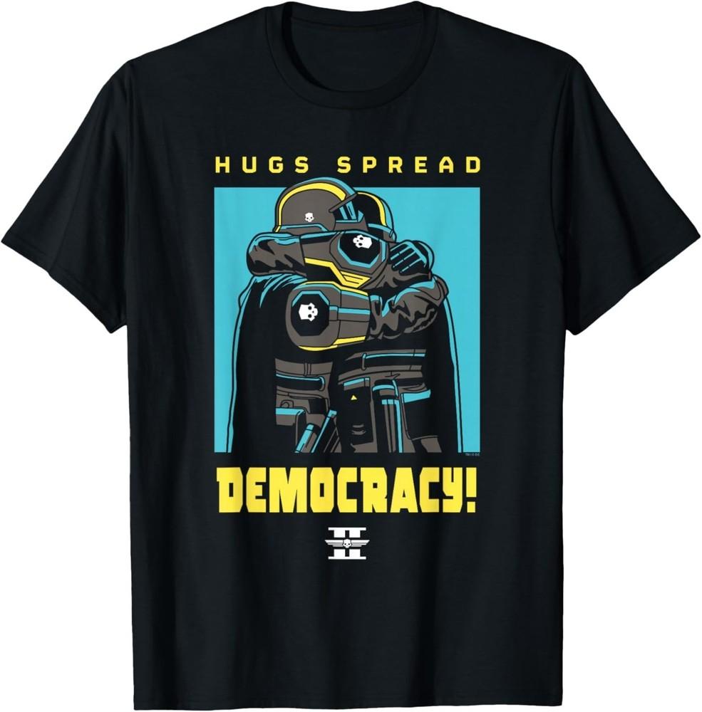 Helldivers 2 PlayStation Video Game Hugs Spread Democracy Unisex T‑Shirt