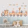 Cartoon Animal Train Wall Stickers for Kids' Room - Zebra & Bear Decorative PVC Decals