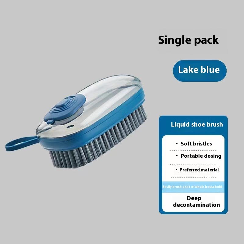 Easy-to-Use, Multi-Purpose Liquid-Filled Cleaning Brush - Durable Plastic, Blue & Gray, Ideal for Shoes, Clothes, and Home Surfaces