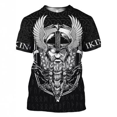 Summer Round Neck 3D Viking Themed Graphic Print Top Fashionable Casual Short Sleeved Men's T-shirts
