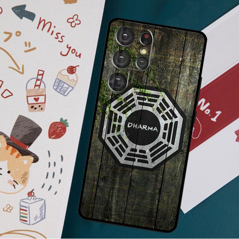 Coque de téléphone logo lost tv dharma initiative pour Samsung Galaxy S23 S21 S22 Ultra S8 S9 S10 Note 10 Plus S20 FE