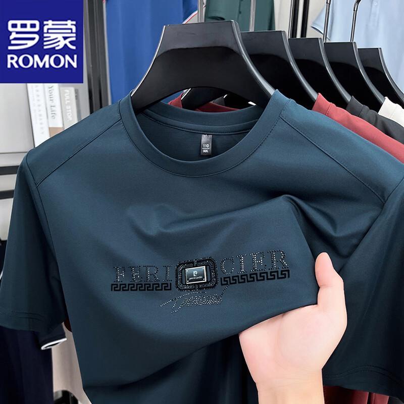 ROMON Men s Cooling Casual Round Neck Short Sleeve Printed T-Shirt M