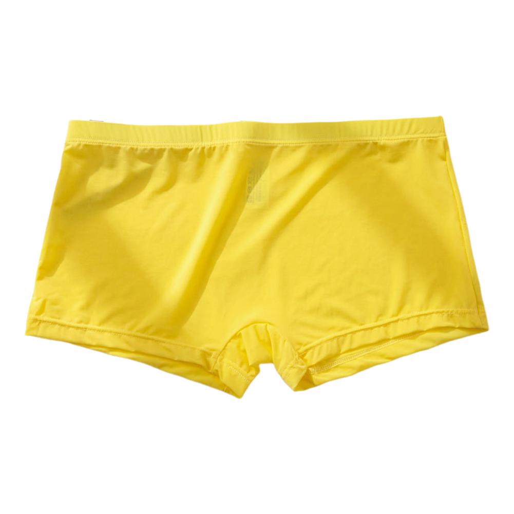 Men Ice Silk Boxer Briefs Low-rise Elastic Waistband Smooth Routing Shorts Underwear Solid Color U-Convex Ultra-thin Panties