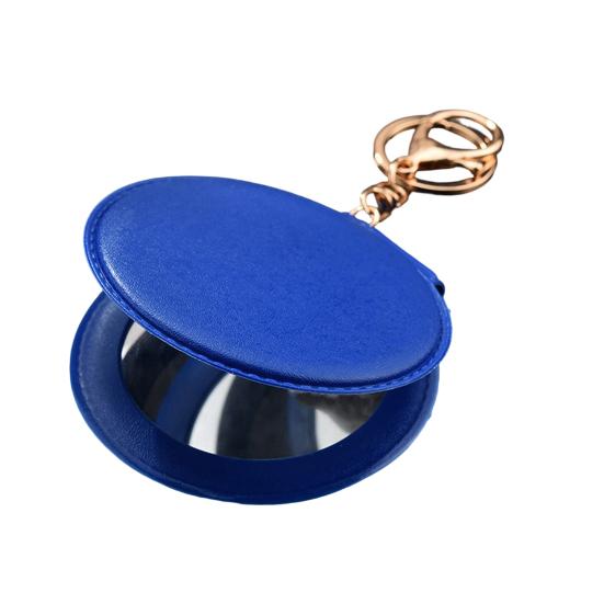 

Міні Дзеркальце для Макіяжу з Еко-шкіри Брелок Портативне Дорожнє Жіноче Дзеркальце з Кільцем для Ключів Двостороннє Ручне Складне Косметичне Дзеркало королівський синій колір