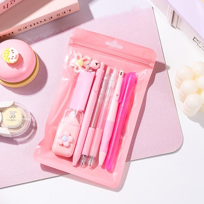 

8Pcs Stationery Set with pencils, ballpoint pens, erasers and pendants. 5 styles optional for writing and decorating.