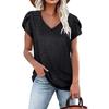 Summer Women's T-shirt Solid Color V-neck Tile Sleeve Loose Short Sleeve T-shirt Tops