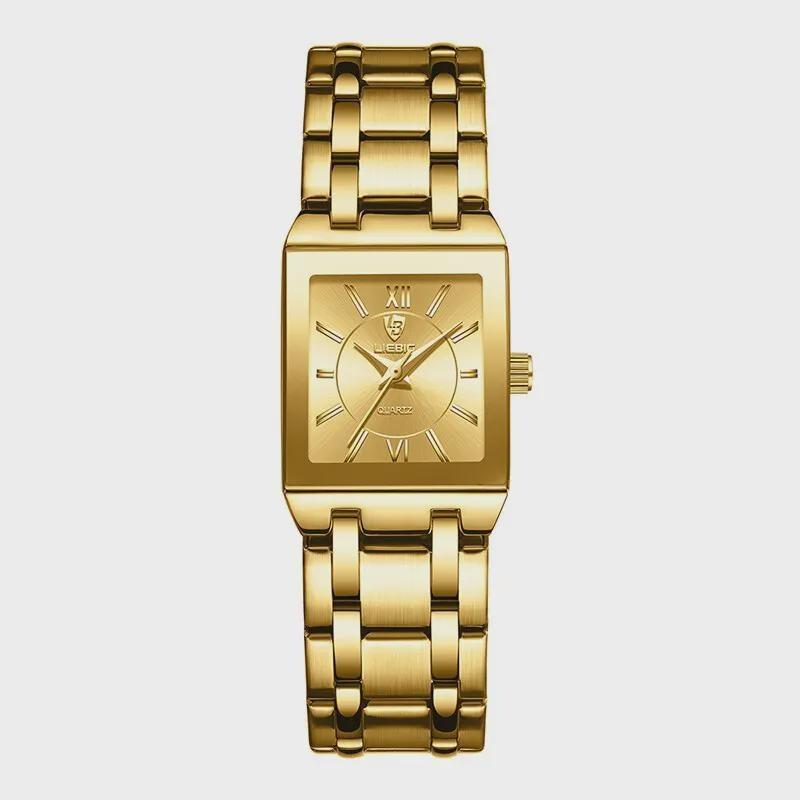 Luxus Goldene Quarz Armbanduhren Für Damen Mode Wasserdicht Damen Herren Uhren Relogio Feminino