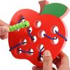 Montessori Kids Educational Toys Fun Wooden Toys Worm eat Fruit Apple Pear Funny Wooden Puzzle Toys for Children Gifts