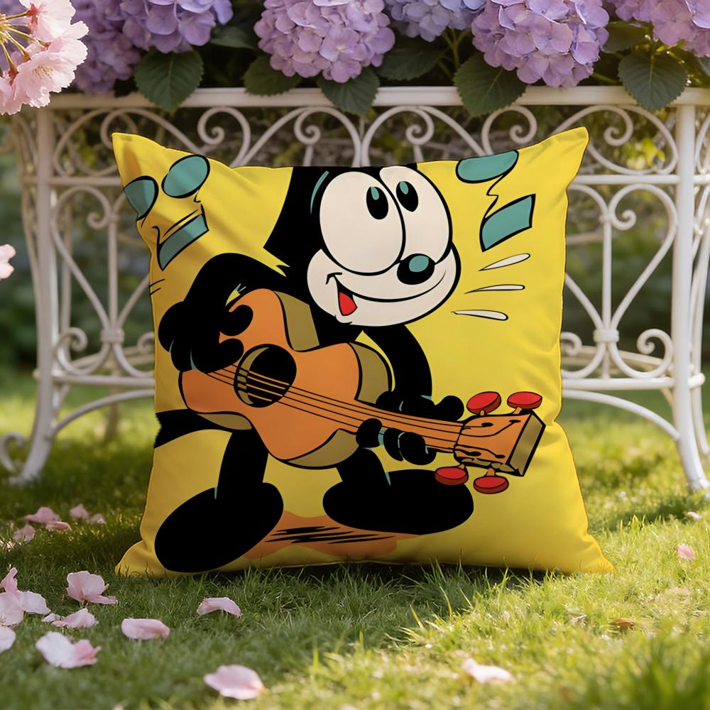 Cartoon F-Felix the Cat Cushion Cover Home & Car Dual-Scene Pillow Cover: Reversible for Premium Comfort