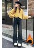 Girls' Plus Velvet Flared Pants - Stylish Slim Fit Autumn/Winter Jeans for Older Children and Students