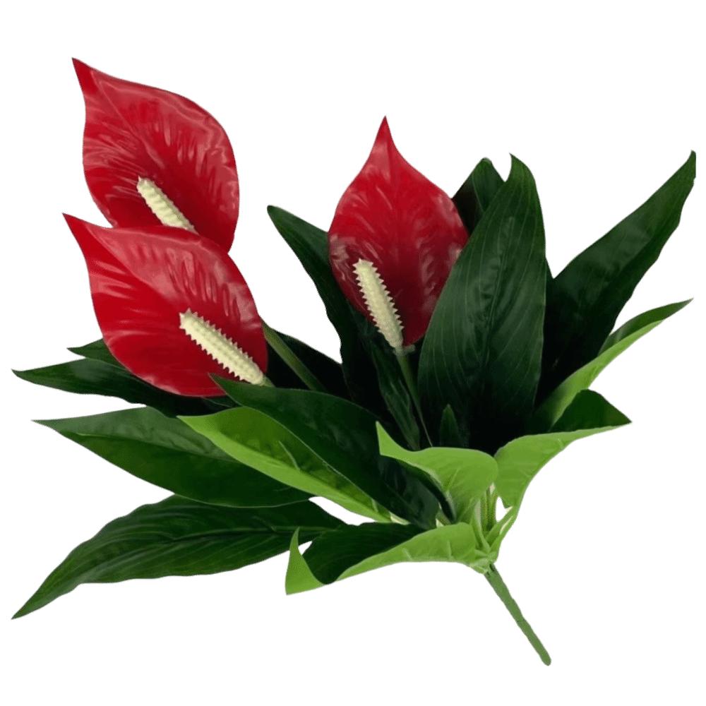 

Lifelike Plastic Leaves Artificial Flower 50cm Simulation Anthurium Plants Fake Anthurium Tree Home Decor красный