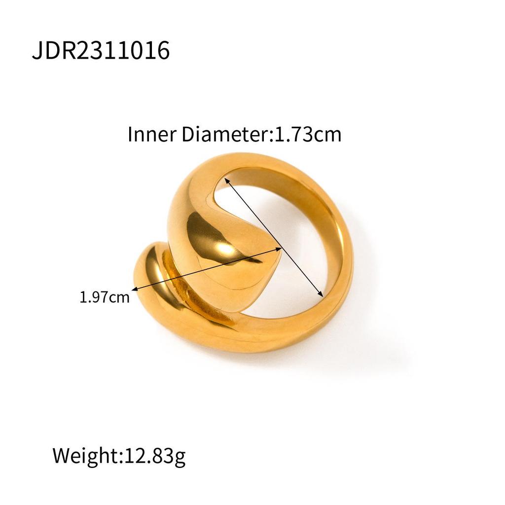 18K Gold Stainless Steel Polished Ring: European & American Fashion, High-End Non-Fading Women's Jewelry