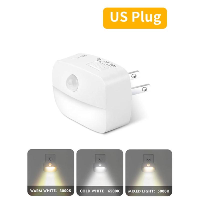 LED Motion Sensor Night Light Plug In EU US Plug Soft Warm Wall Lamp for Baby Kids Room Stairs