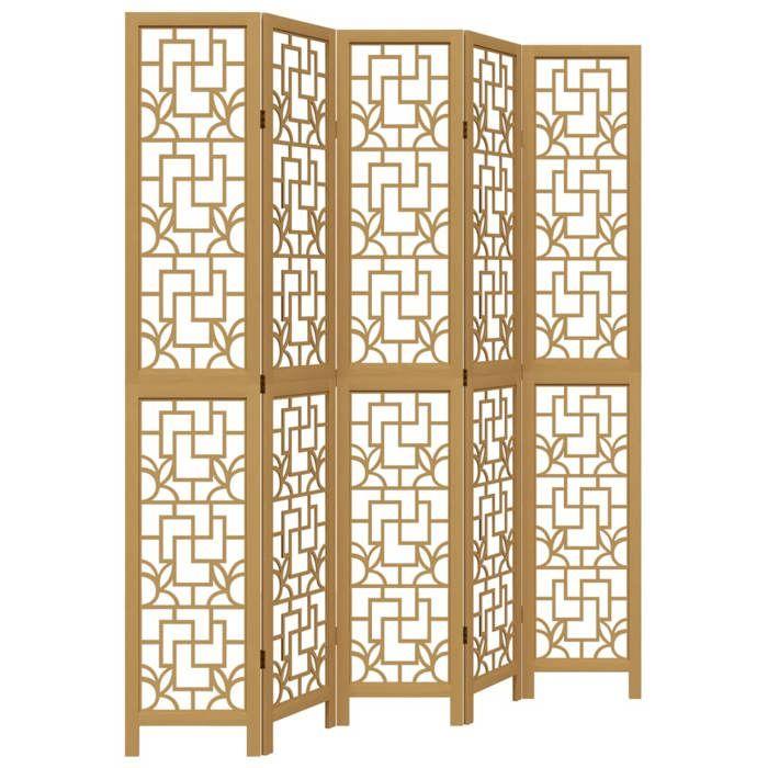VidaXL Room Divider 5 Panels, Room Separator, Privacy Screen, Living Room Bedroom Screen, Brown Wood 358872