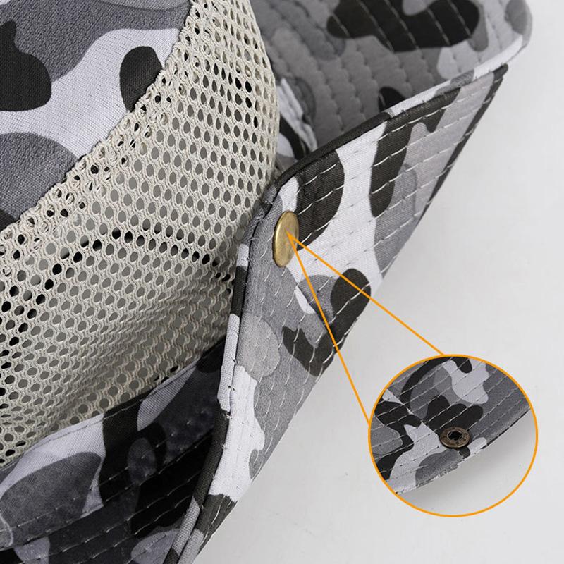 Summer Camouflage Bucket Hat Outdoor Breathable Mesh Sunshade Hat Men's Panama Hat Bucket Hat Travel Camping Climbing Fishing Cap UV Protection Hat