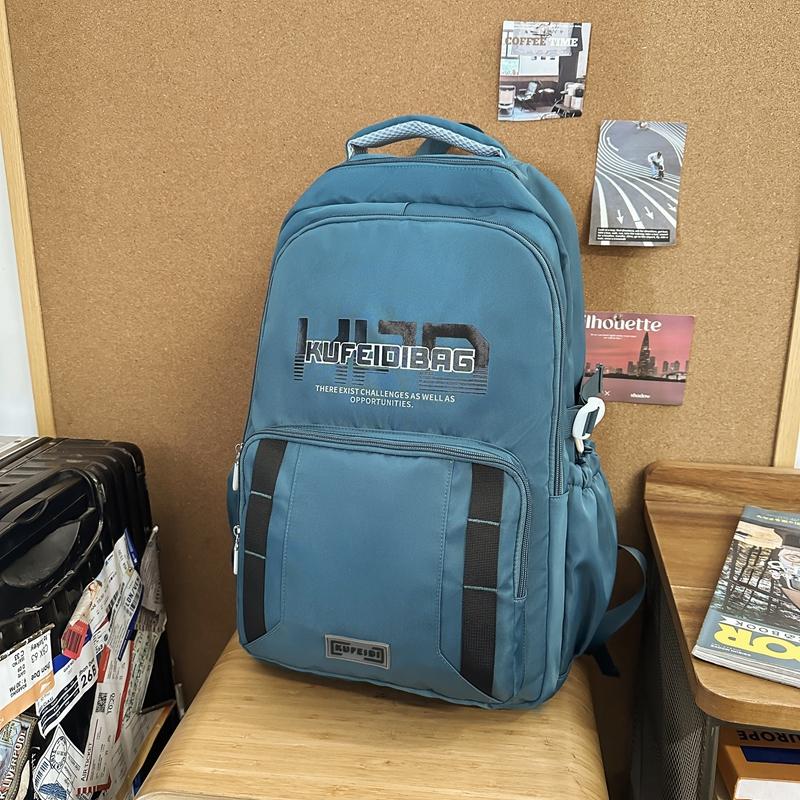 Large Capacity Backpack Men's Travel Backpack Solid Color Student Schoolbag