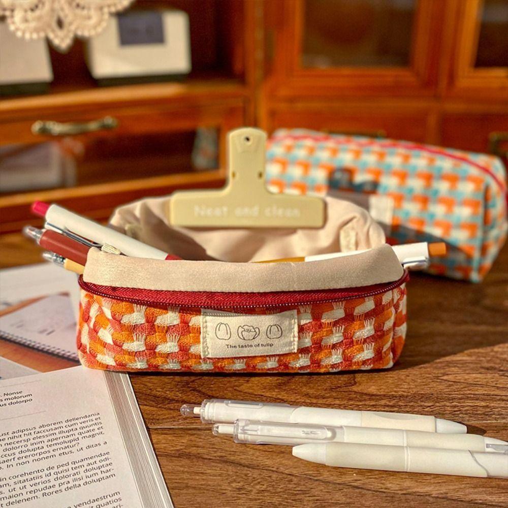 Stain Resistant Pen Bag Rainbow Weaving Design Pen Storage Bag Pencil Case  School Office