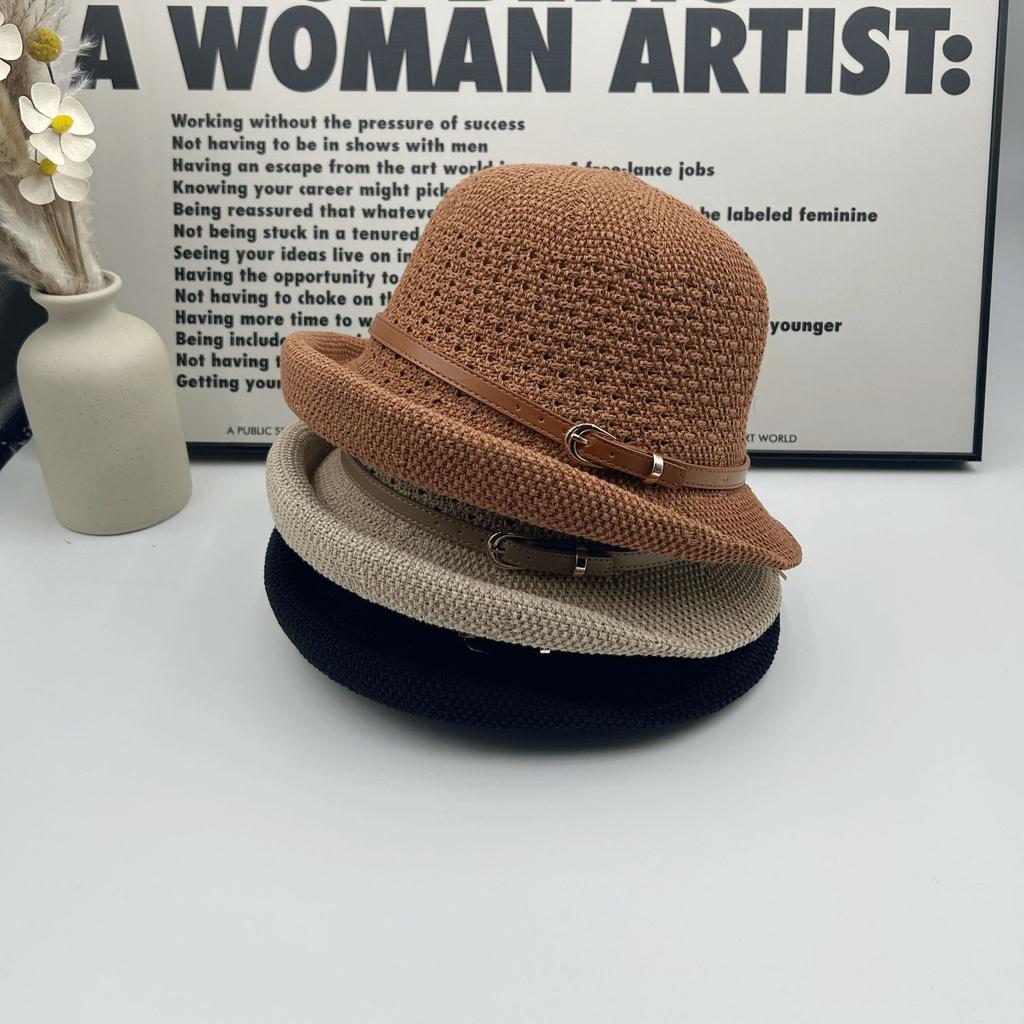 Temperament travel sunscreen hat women's thin breathable basin hat spring and summer new curling top hat sunshade bucket hat