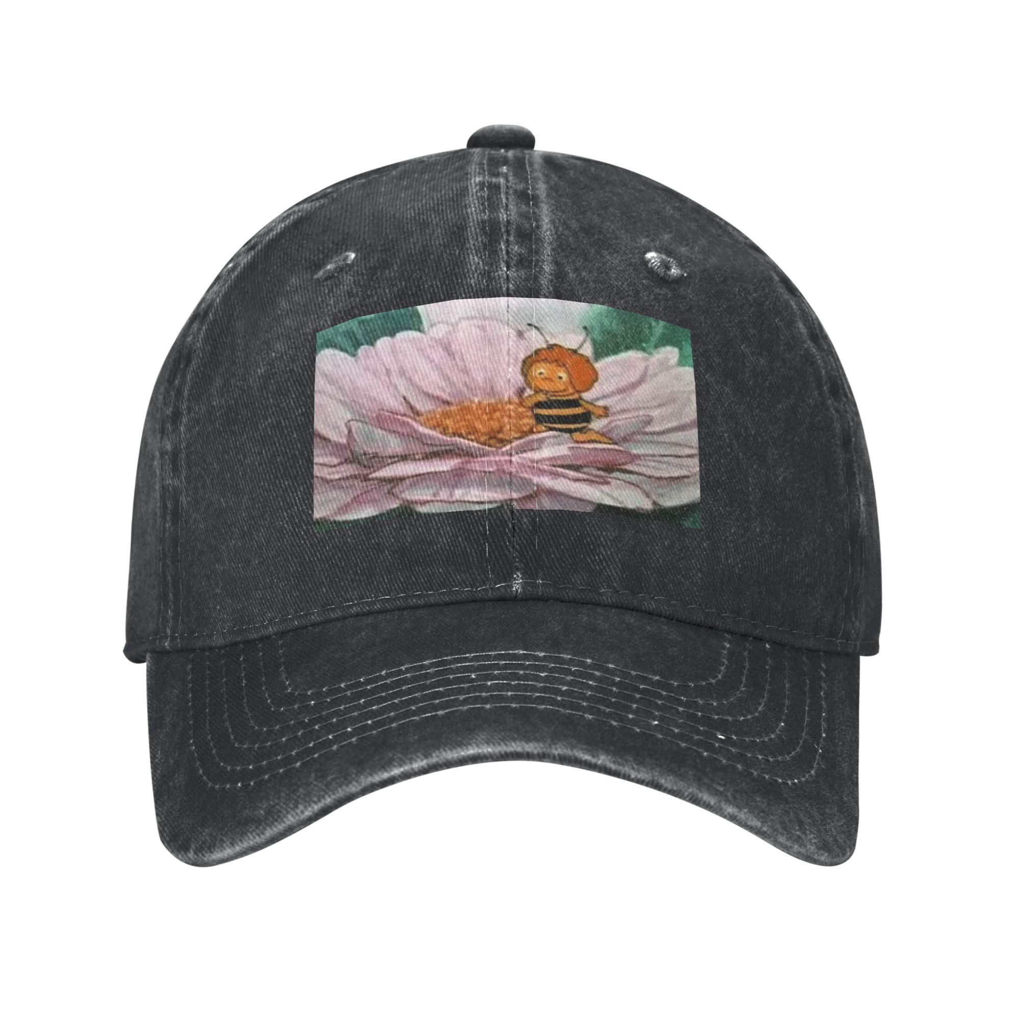 Maya The Bee Denim Fabric Cap Casual Baseball Caps Adjustable Hat Summer Unisex Baseball Hats One Size