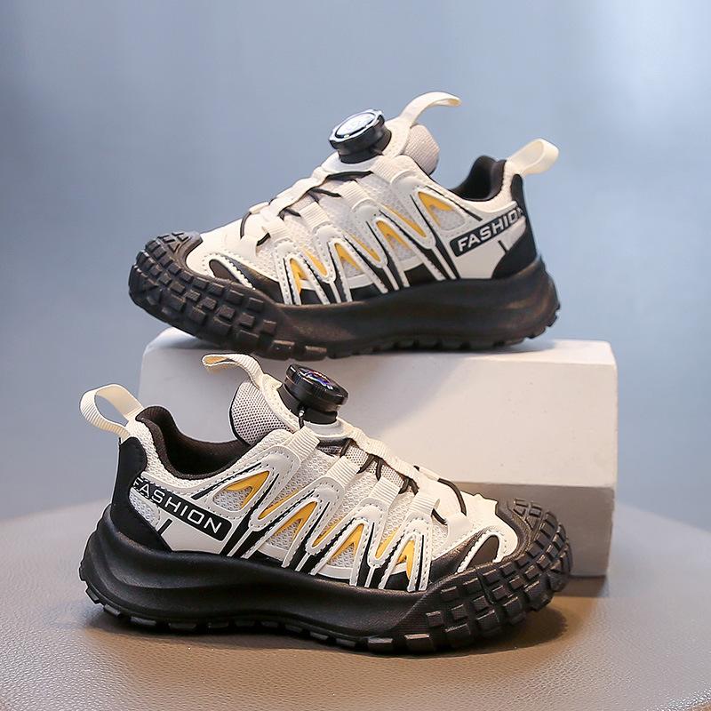 2025 Spring and Autumn New Boys Mesh Shoes Children Breathable Dad Shoes Little White Shoes Girls Non-slip Tire Shoes