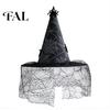 Creative Halloween Night Headgear Witch Hat, with Lace Mesh And Simulated Spiders, Gothic Style Holiday Photo Props Costume Accessory, for Parties
