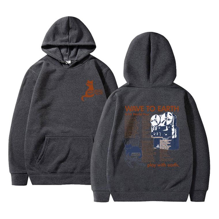 Wave To Earth Cat 0.03 World Tour Hoodie Men Women Korean Fashion Trend Pullover Men's Cotton Oversized Hoodies Y2k Streetwear