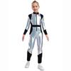 Kinder Halloween Außerirdischen Cosplay Overall: Langärmeliger Hochtaillierter Glänzender Metallischer Reißverschluss Sportlicher Body für Rollenspiele