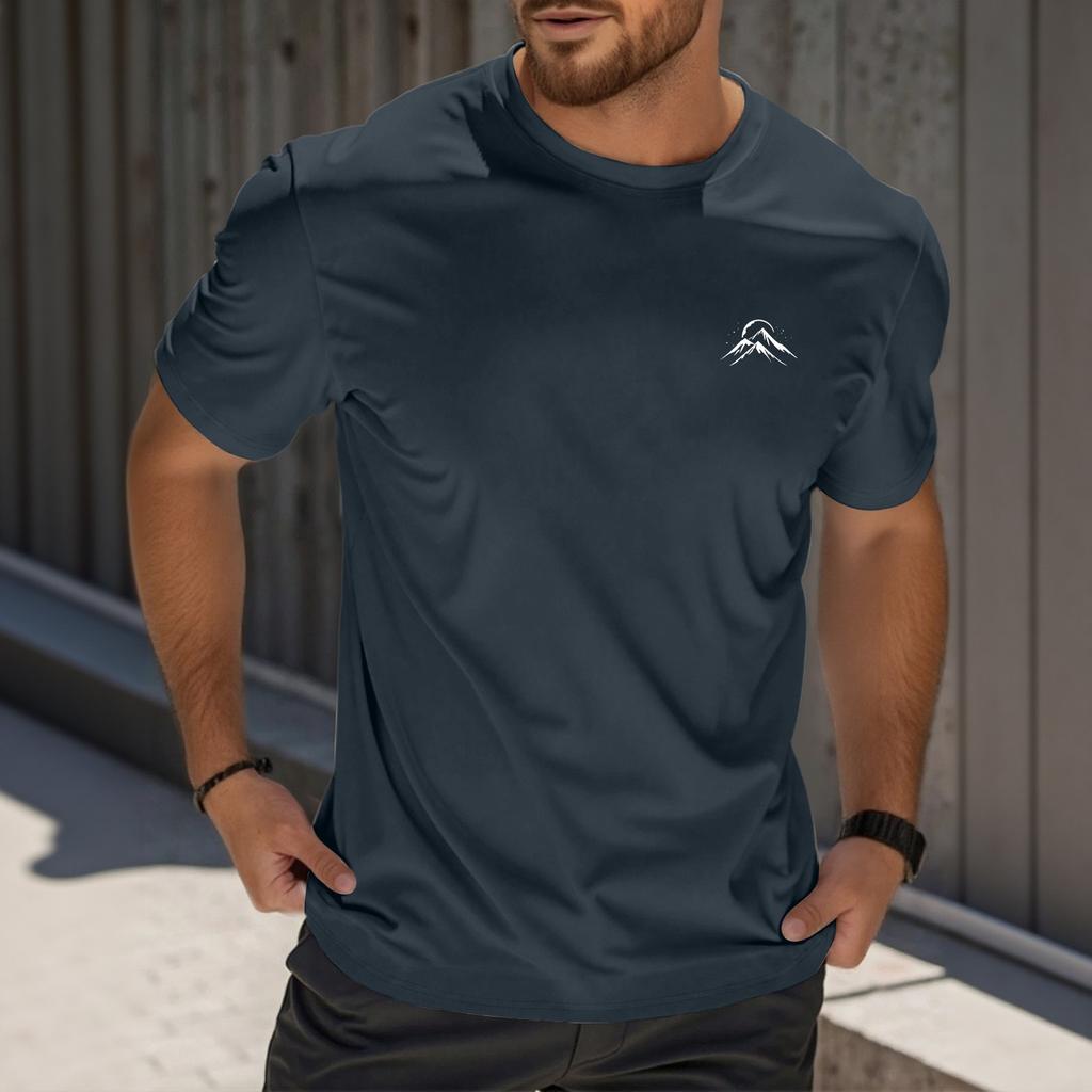 Men's Fashion Printed Round Neck Straight Shoulder Short Sleeve T-Shirt Top