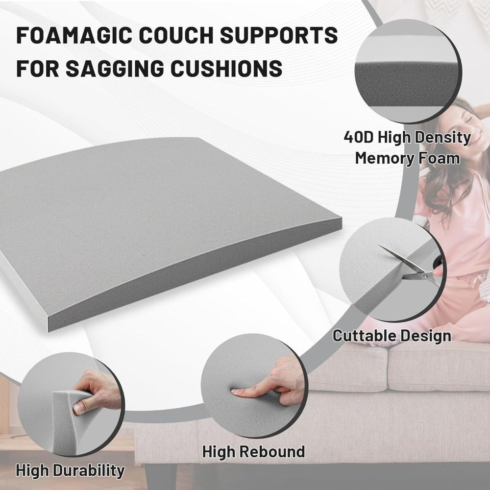 Durable Sponge Couch Cushion Support High Resilience Square Large Size Sofa Cushion Support 50X50cm Sagging Seat Repair Home