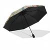 Floral Bird Garden Scene Automatic Umbrella Compact 8-Rib Design Sturdy Construction Travel Essential Compact Folding Umbrella