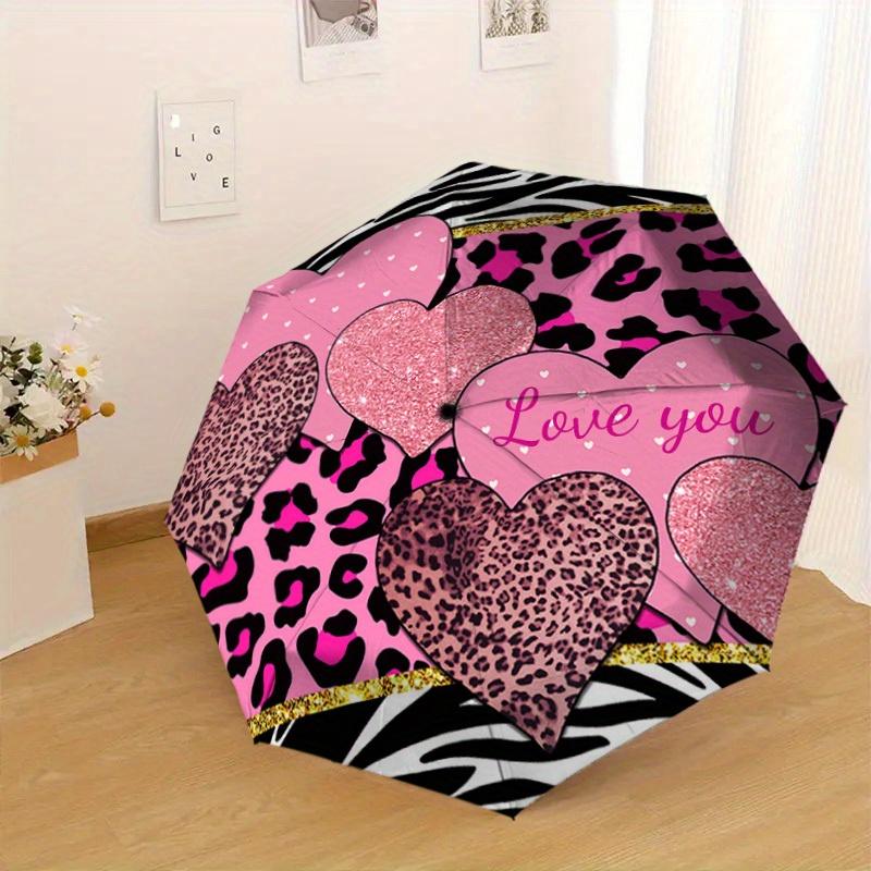 1pc Leopard love Zebra pattern Pattern Design Umbrella,Compact Umbrella, All Season, Travel, Outdoor, One Touch Auto Open and Close,Christmas Gift